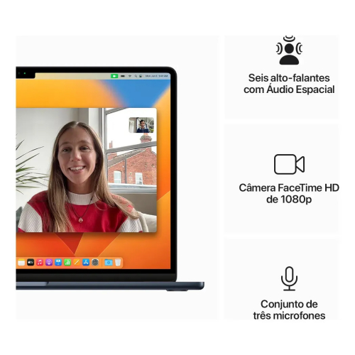 Apple MacBook Air de 13 (Meia-noite, Chip M2 da Apple com CPU de 8 núcleos, GPU de 8 núcleos e Neural Engine de 16 núcleos, Memória unificada de 24 GB, SSD de 512 GB) - Distribuidor Autorizado