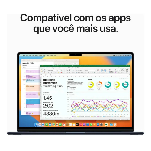 Apple MacBook Air de 13 (Meia-noite, Chip M2 da Apple com CPU de 8 núcleos, GPU de 8 núcleos e Neural Engine de 16 núcleos, Memória unificada de 24 GB, SSD de 512 GB) - Distribuidor Autorizado